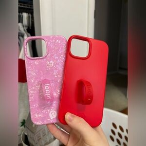 Loopy iPhone 15 Case Set - Red and Pink (2 Cases)